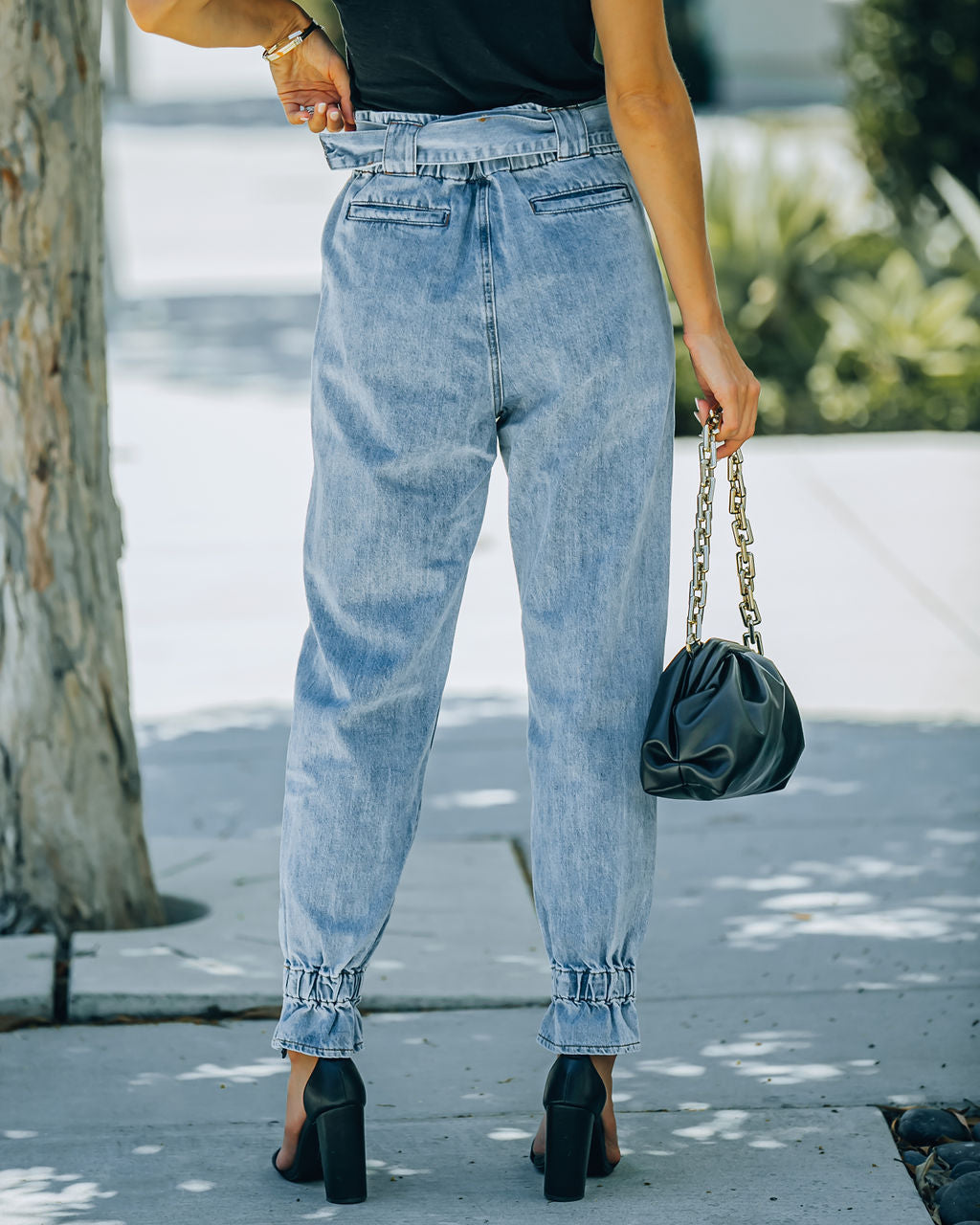 Rena High Rise Belted Denim Pants - FINAL SALE Ins Street