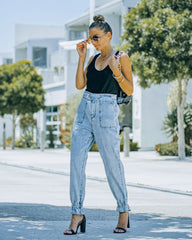 Rena High Rise Belted Denim Pants - FINAL SALE Ins Street