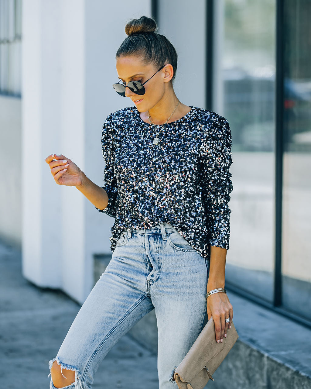 On Point Sequin Blouse Ins Street