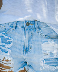 Fran High Rise Distressed Denim Shorts Ins Street