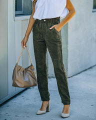 Nori Pocketed Corduroy Trousers - Olive Ins Street