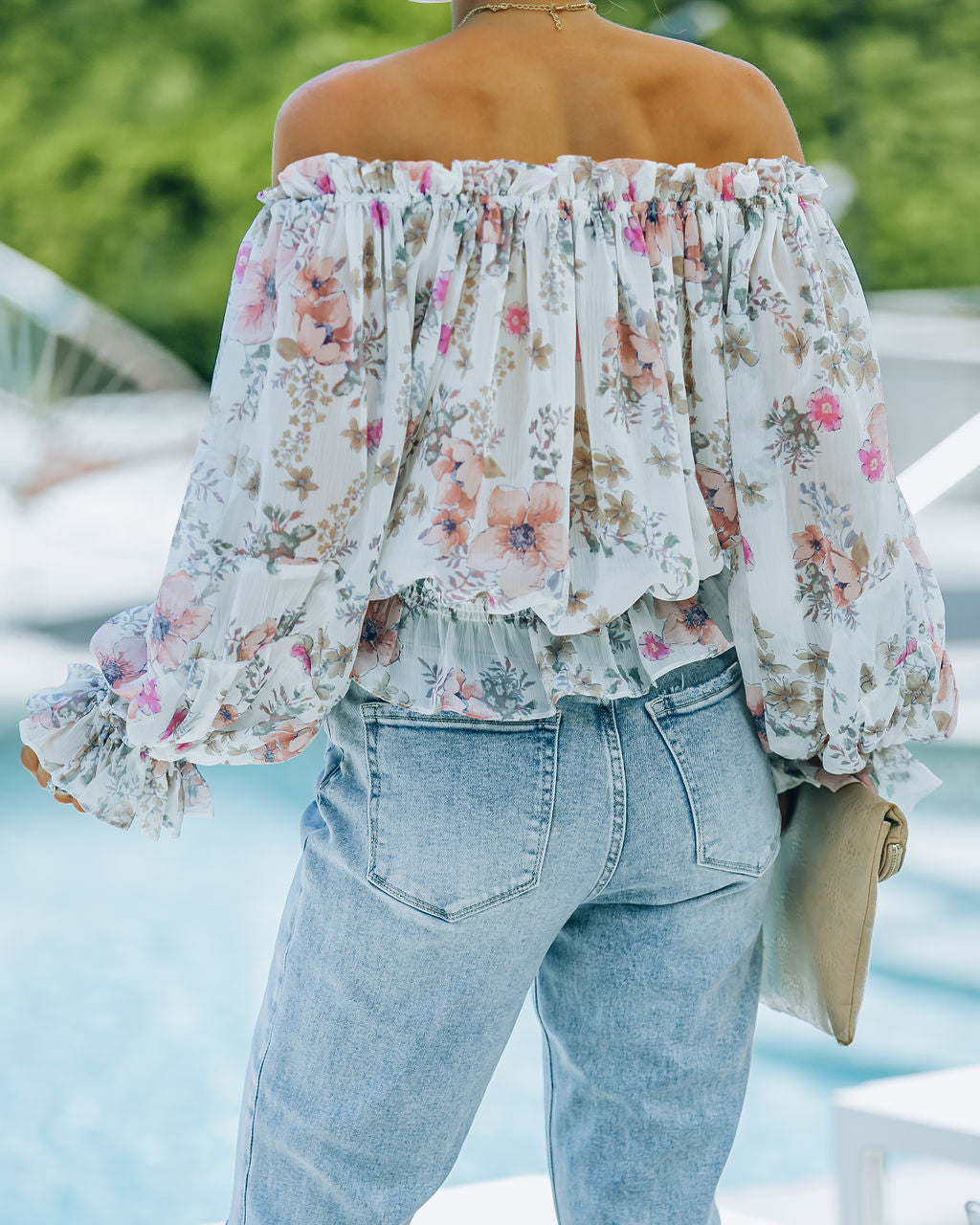 Ria Floral Chiffon Off The Shoulder Blouse - FINAL SALE Ins Street