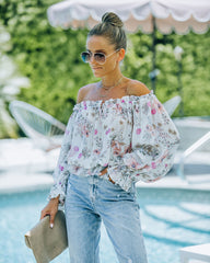 Ria Floral Chiffon Off The Shoulder Blouse - FINAL SALE Ins Street