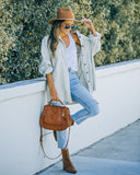 Maddy Cotton Distressed Corduroy Shacket - Beige Ins Street