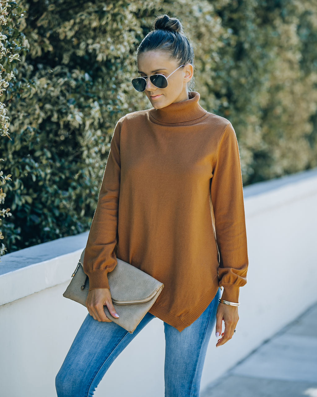 Skyscraper Asymmetrical Turtleneck Sweater - Camel - FINAL SALE Ins Street