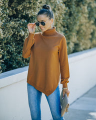 Skyscraper Asymmetrical Turtleneck Sweater - Camel - FINAL SALE Ins Street