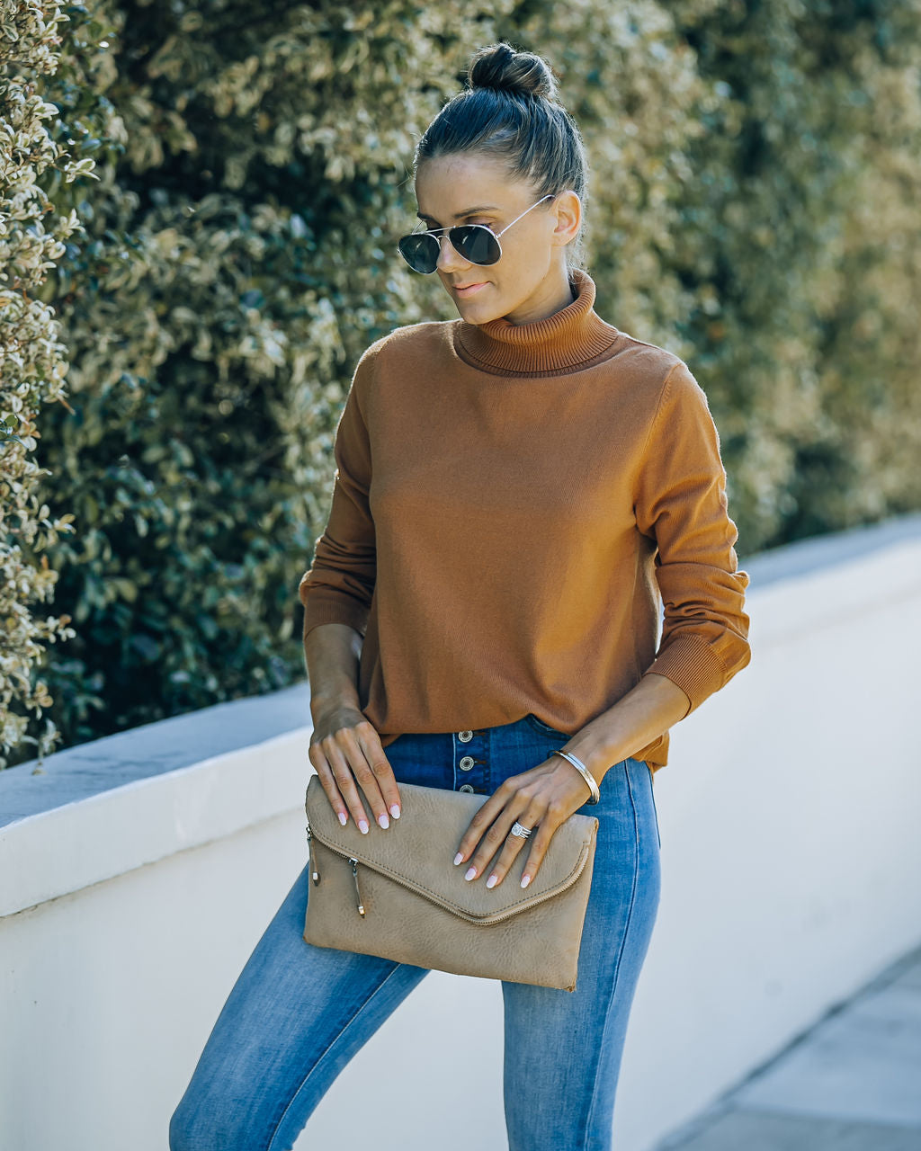 Skyscraper Asymmetrical Turtleneck Sweater - Camel - FINAL SALE Ins Street