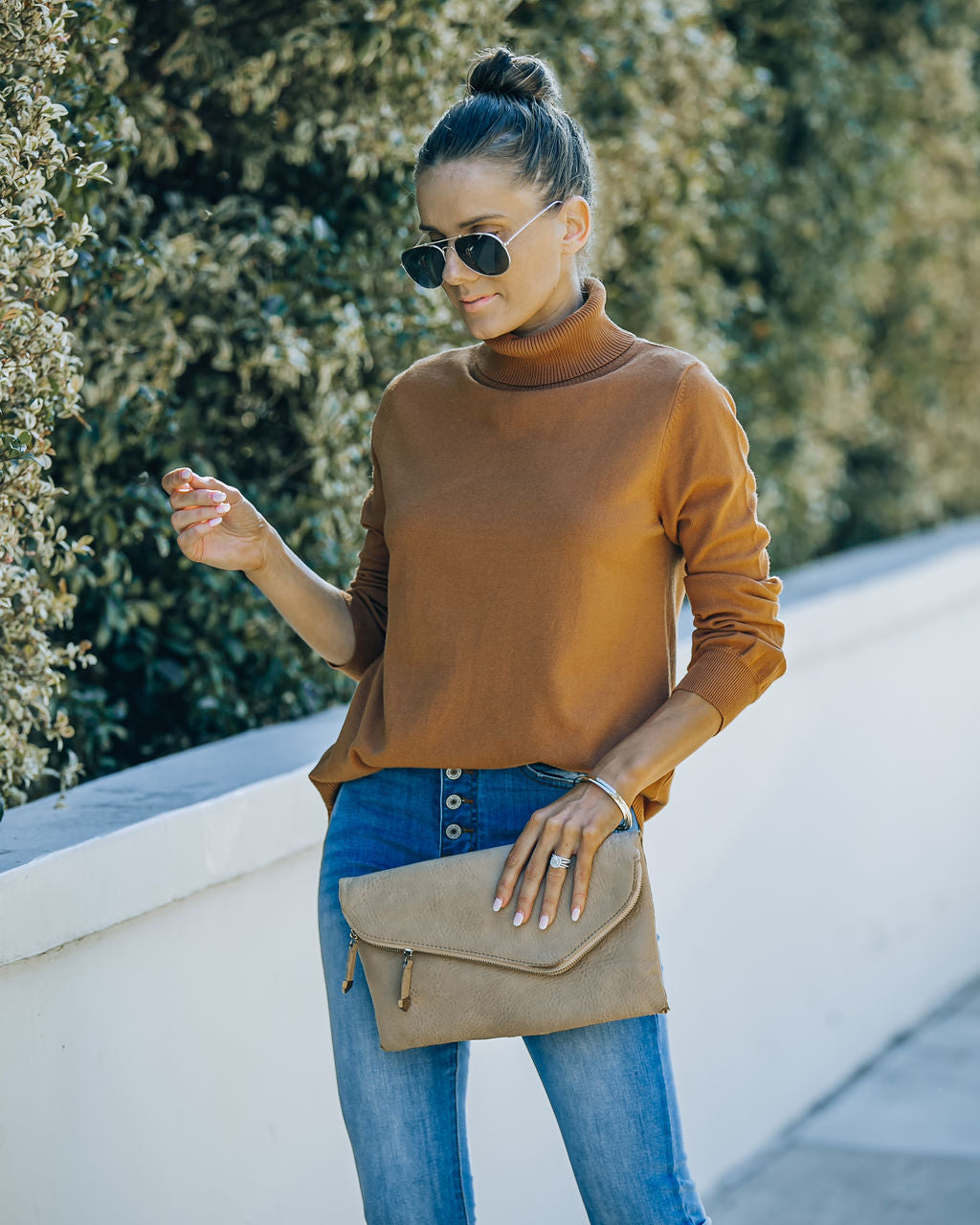 Skyscraper Asymmetrical Turtleneck Sweater - Camel - FINAL SALE Ins Street