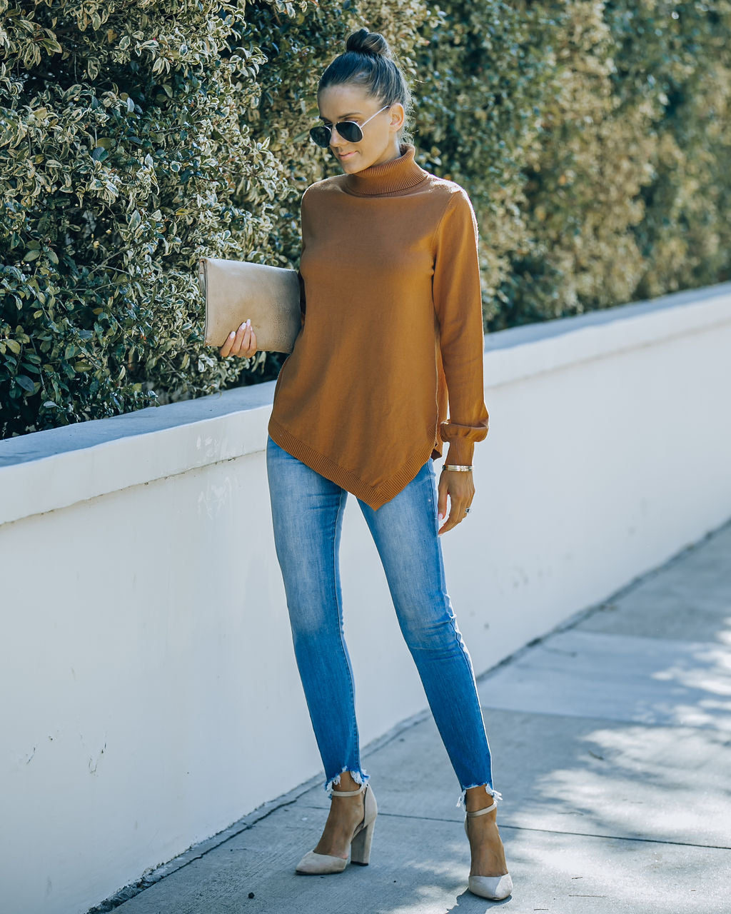 Skyscraper Asymmetrical Turtleneck Sweater - Camel - FINAL SALE Ins Street