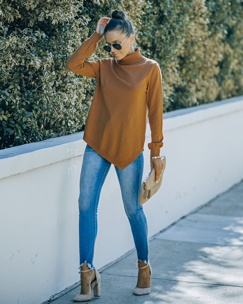 Skyscraper Asymmetrical Turtleneck Sweater - Camel - FINAL SALE Ins Street