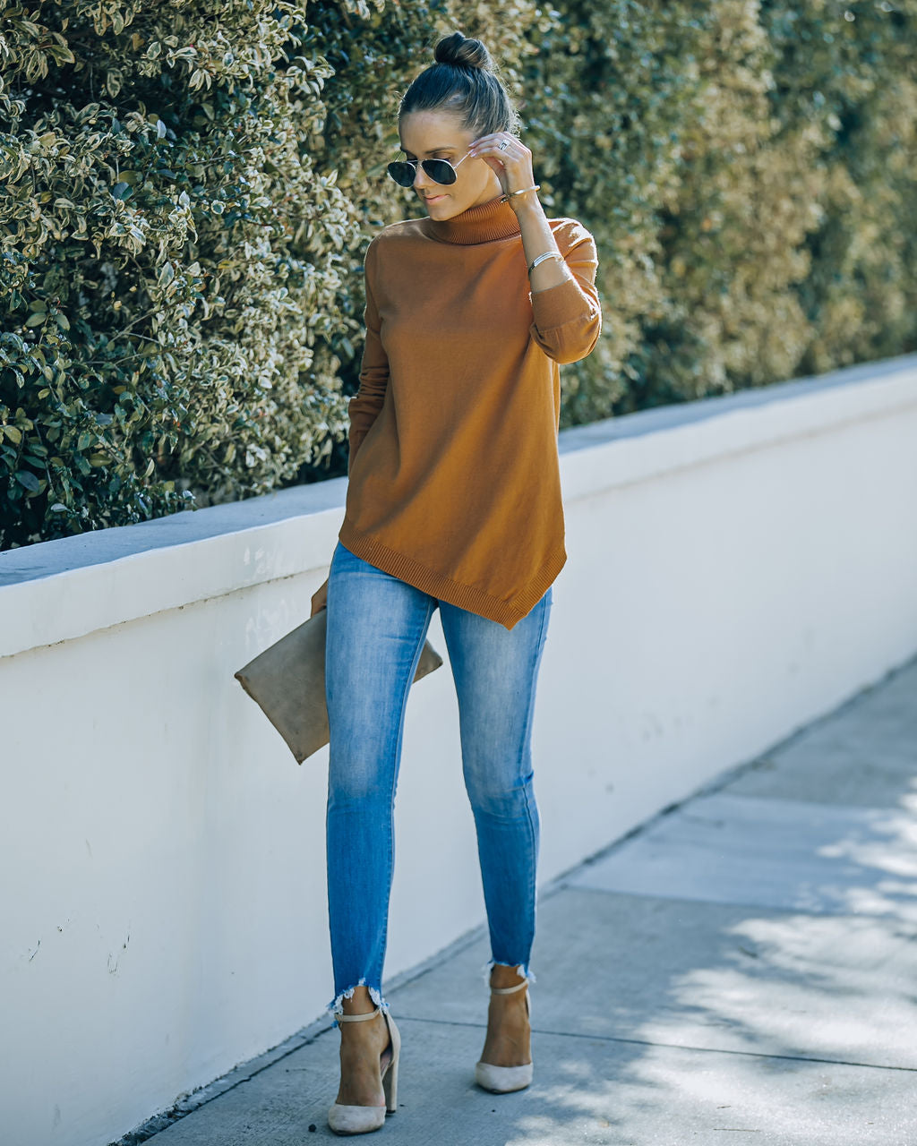 Skyscraper Asymmetrical Turtleneck Sweater - Camel - FINAL SALE Ins Street