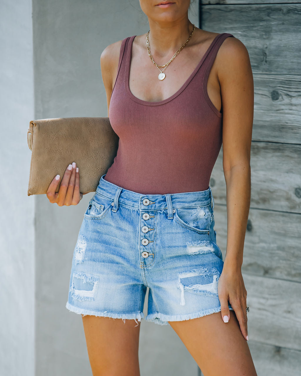 Tilda Ultra High Rise Distressed Denim Shorts - FINAL SALE KANC-001