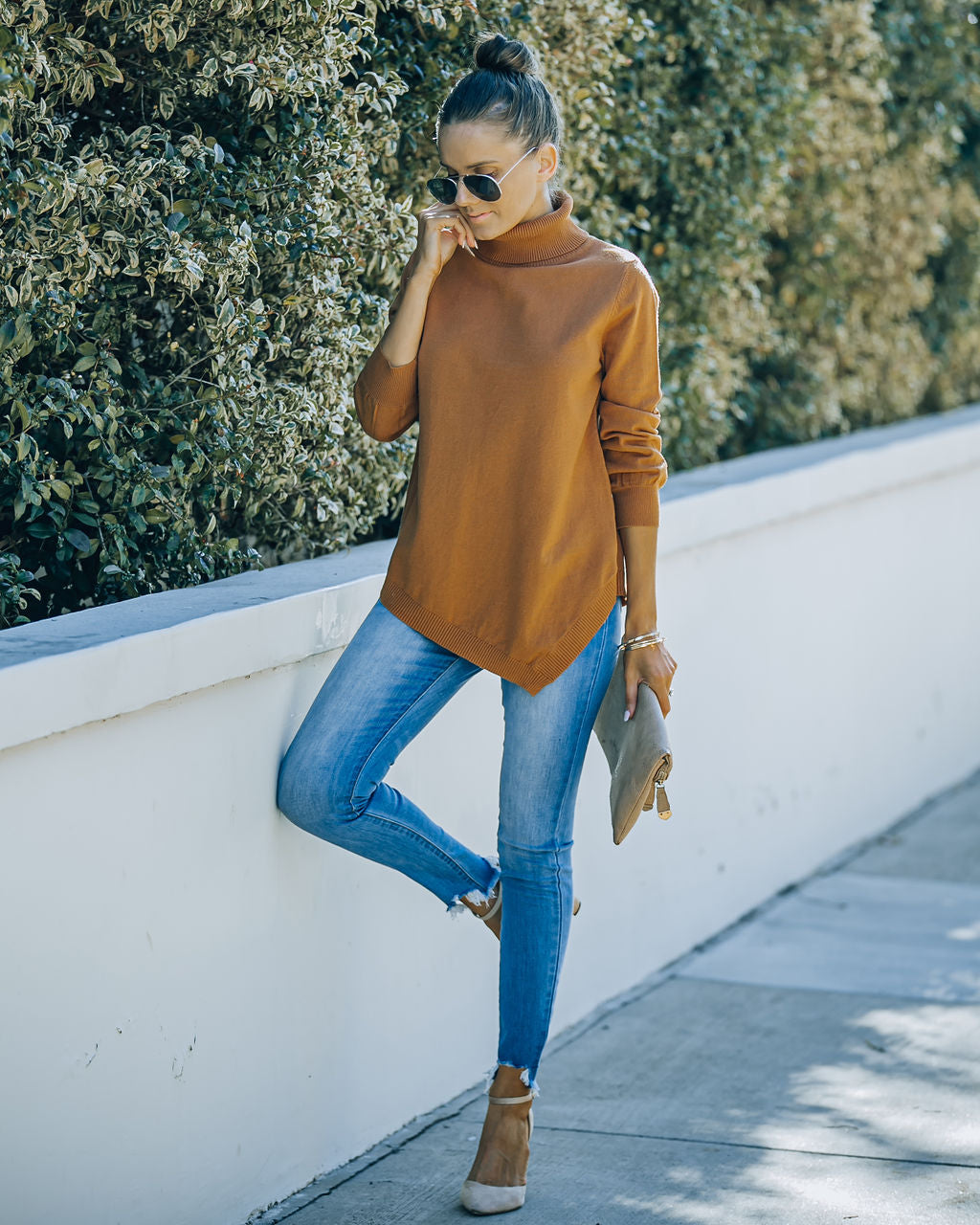 Skyscraper Asymmetrical Turtleneck Sweater - Camel - FINAL SALE Ins Street