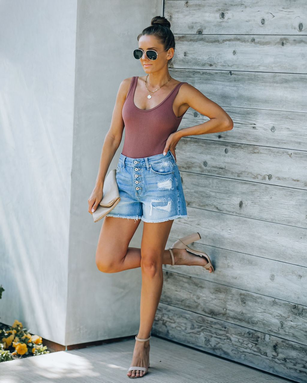 Tilda Ultra High Rise Distressed Denim Shorts - FINAL SALE KANC-001