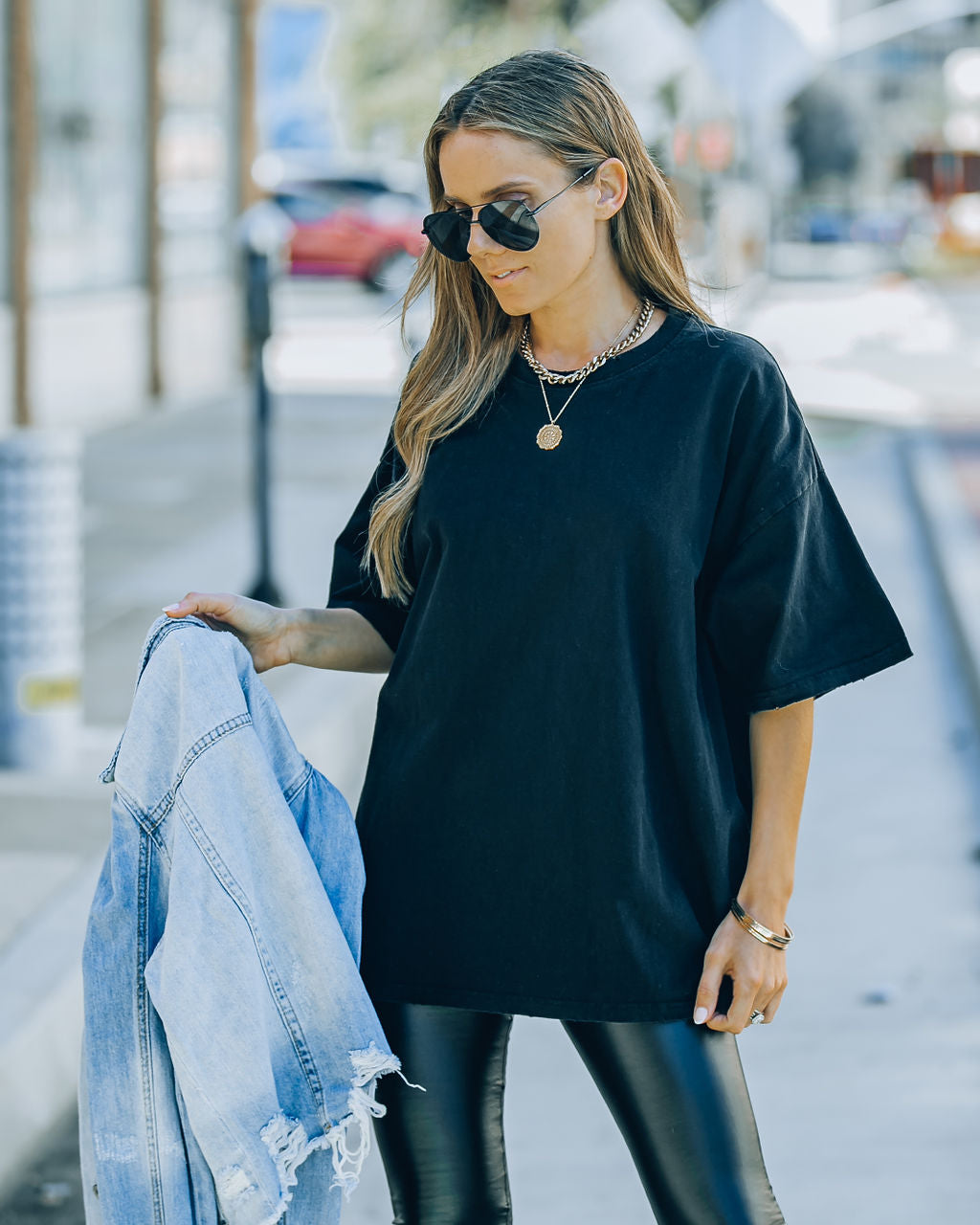 Brandon Cotton Oversized Tee - Black Insstreet