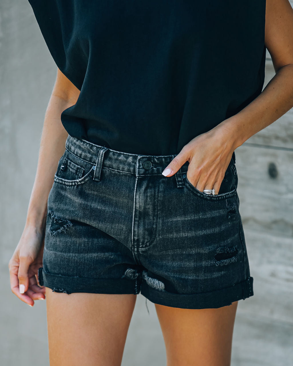 Riot High Rise Cuffed Denim Shorts Ins Street