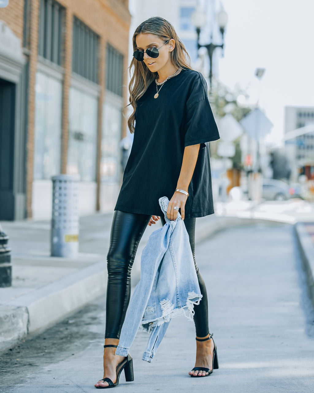 Brandon Cotton Oversized Tee - Black Insstreet