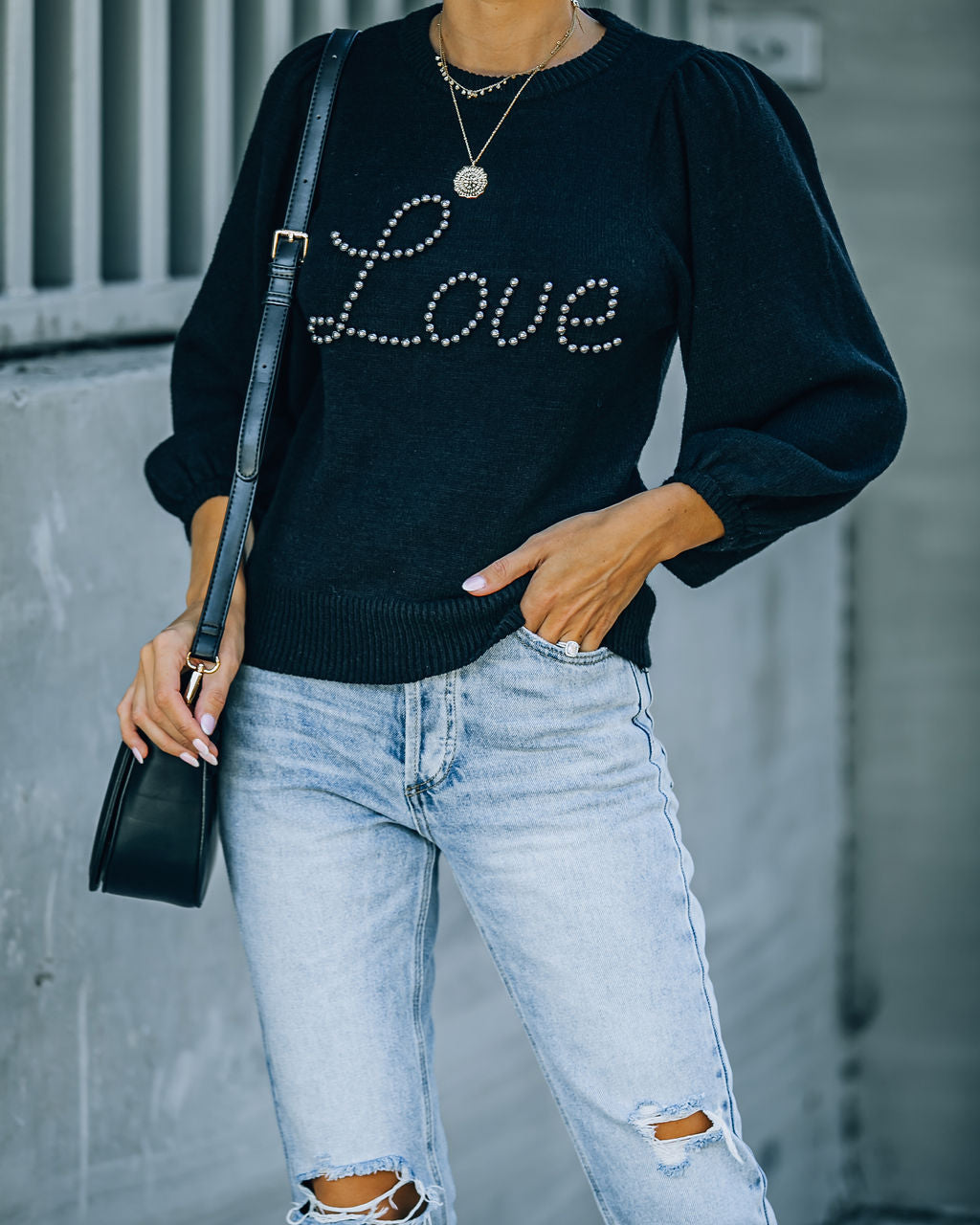 Embellished Love Knit Sweater Ins Street