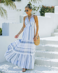 Montpellier Tiered Halter Maxi Dress - Blue Ins Street