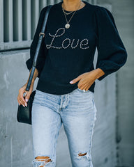 Embellished Love Knit Sweater Ins Street