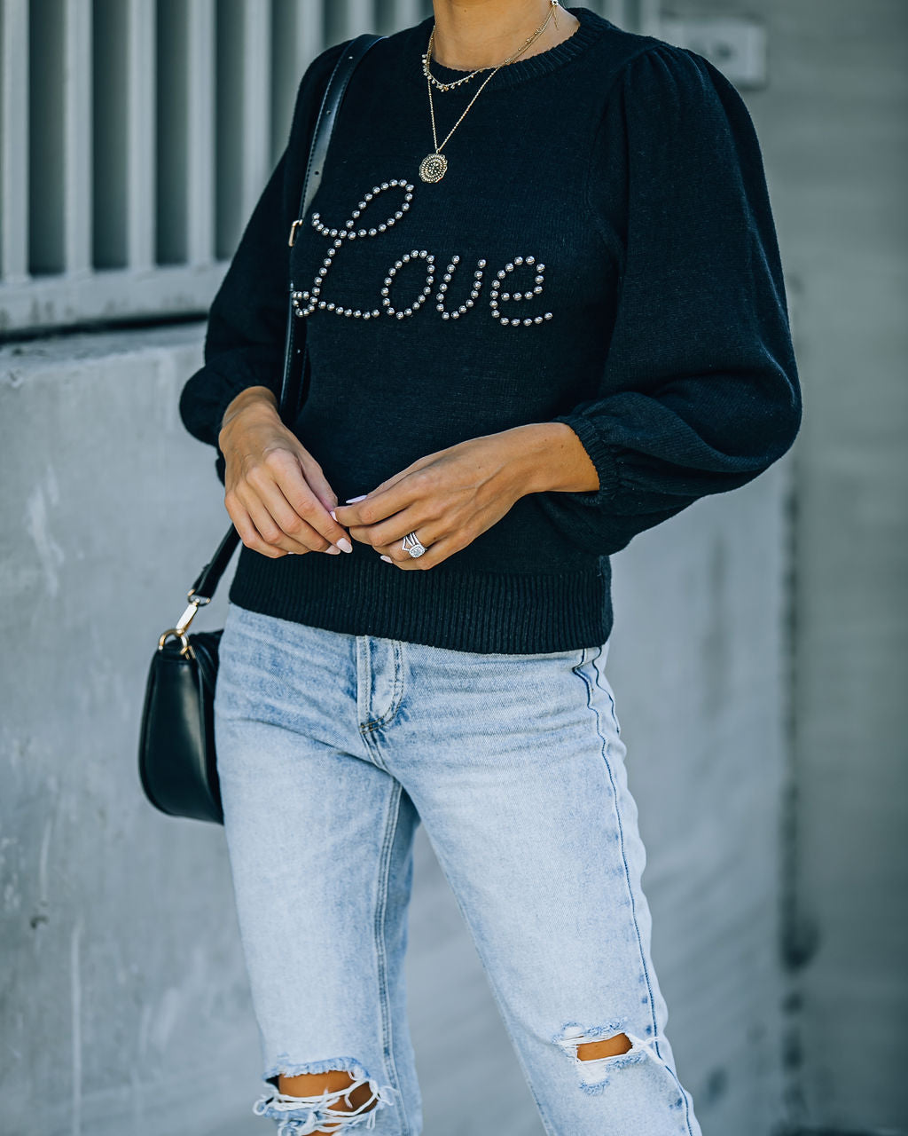 Embellished Love Knit Sweater Ins Street