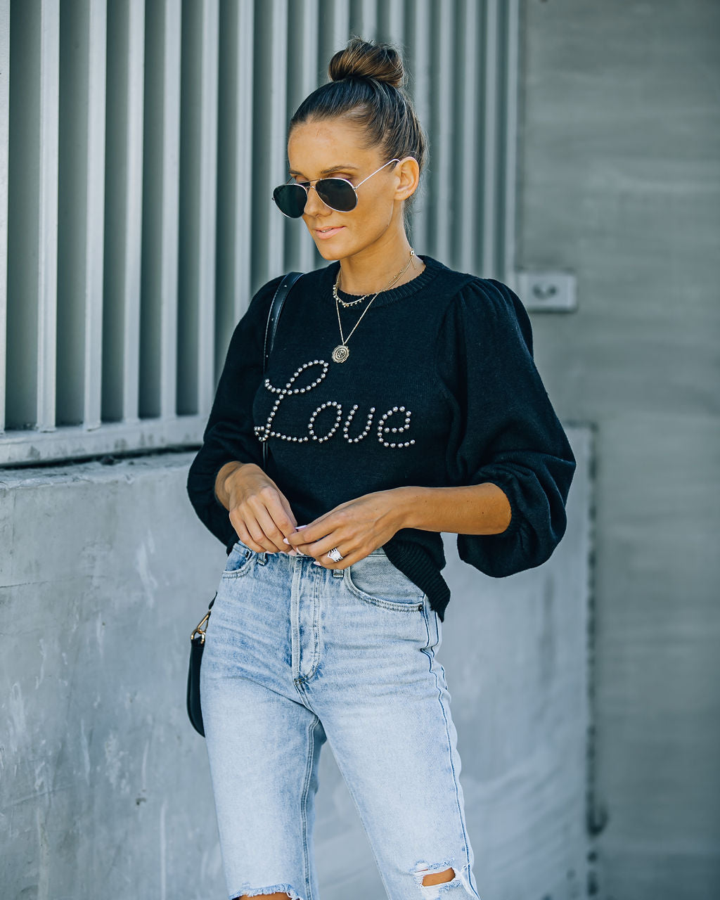 Embellished Love Knit Sweater Ins Street