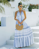 Montpellier Tiered Halter Maxi Dress - Blue Ins Street
