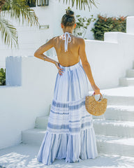 Montpellier Tiered Halter Maxi Dress - Blue Ins Street