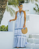 Montpellier Tiered Halter Maxi Dress - Blue Ins Street