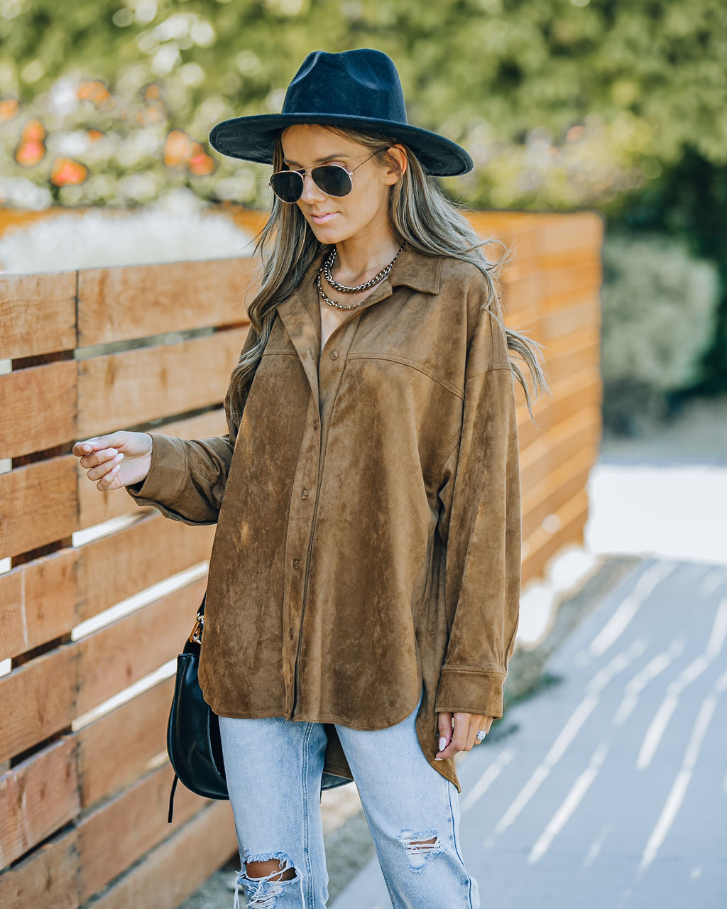 Brownfield Faux Suede Button Down Shacket - FINAL SALE Ins Street