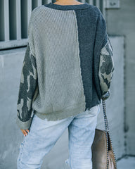 Durgan Distressed Colorblock Knit Camo Sweater Ins Street