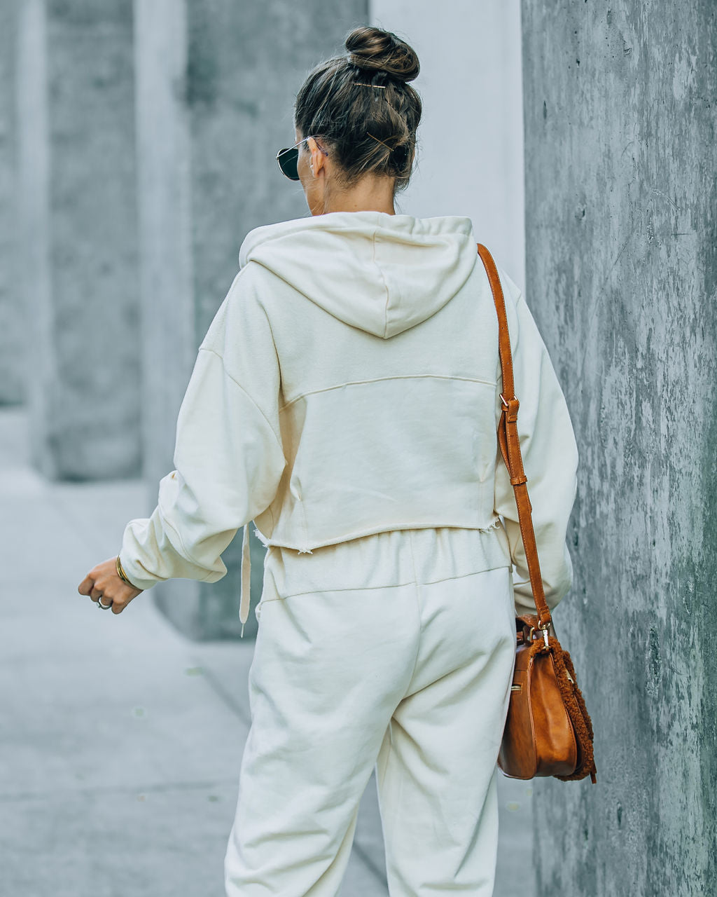 Blanca Cotton Cropped Henley Hoodie - Cream - FINAL SALE InsStreet