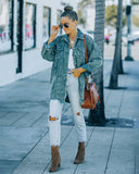 Maddy Cotton Distressed Corduroy Shacket - Washed Teal Ins Street