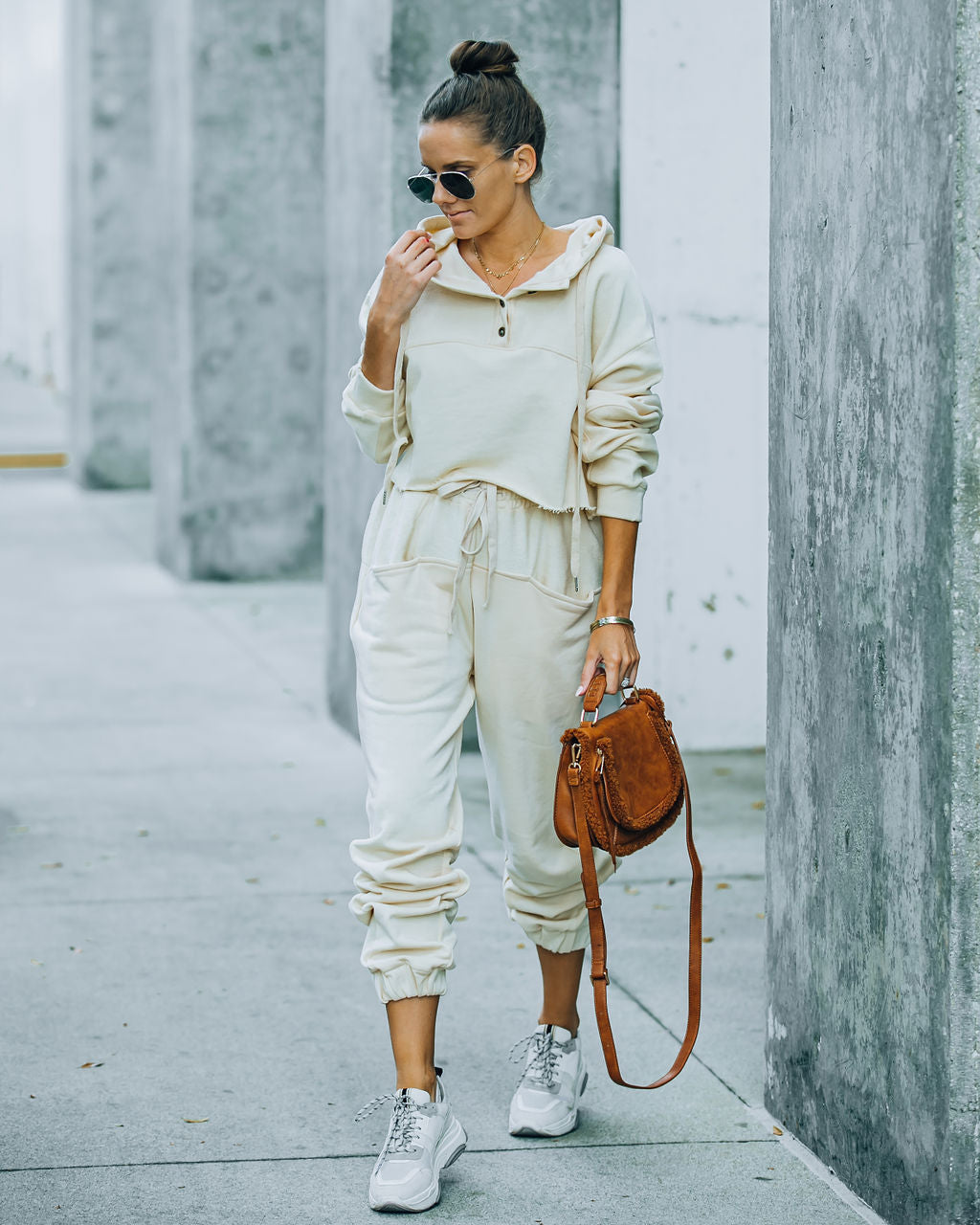 Blanca Cotton Pocketed Joggers - Cream - FINAL SALE InsStreet