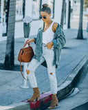 Maddy Cotton Distressed Corduroy Shacket - Washed Teal Ins Street