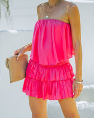 Phoebe Strapless Smocked Romper - Hot Pink Ins Street