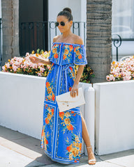 By Chance Floral Off The Shoulder Slit Maxi Dress Ins Street