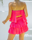 Phoebe Strapless Smocked Romper - Hot Pink Ins Street