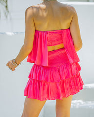 Phoebe Strapless Smocked Romper - Hot Pink Ins Street