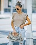 Monse Cotton Ruffle Crop Top - Taupe Ins Street