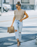 Monse Cotton Ruffle Crop Top - Taupe Ins Street