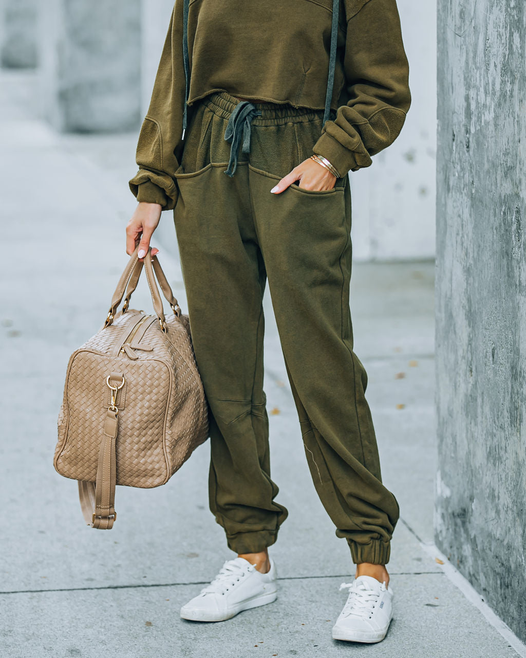 Blanca Cotton Pocketed Joggers - Olive - FINAL SALE InsStreet