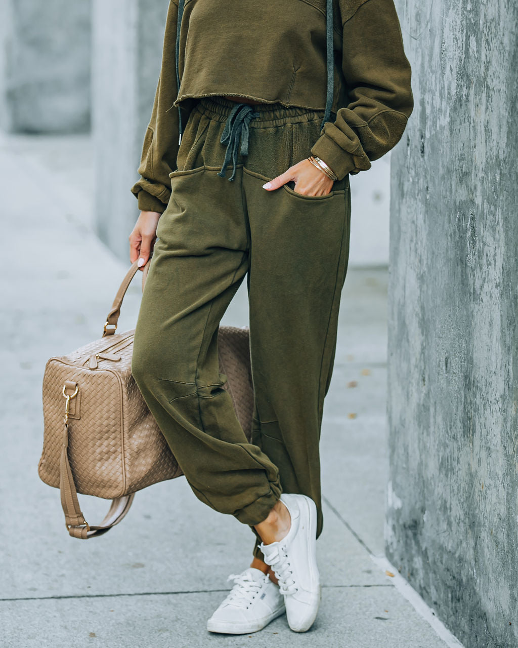 Blanca Cotton Pocketed Joggers - Olive - FINAL SALE InsStreet