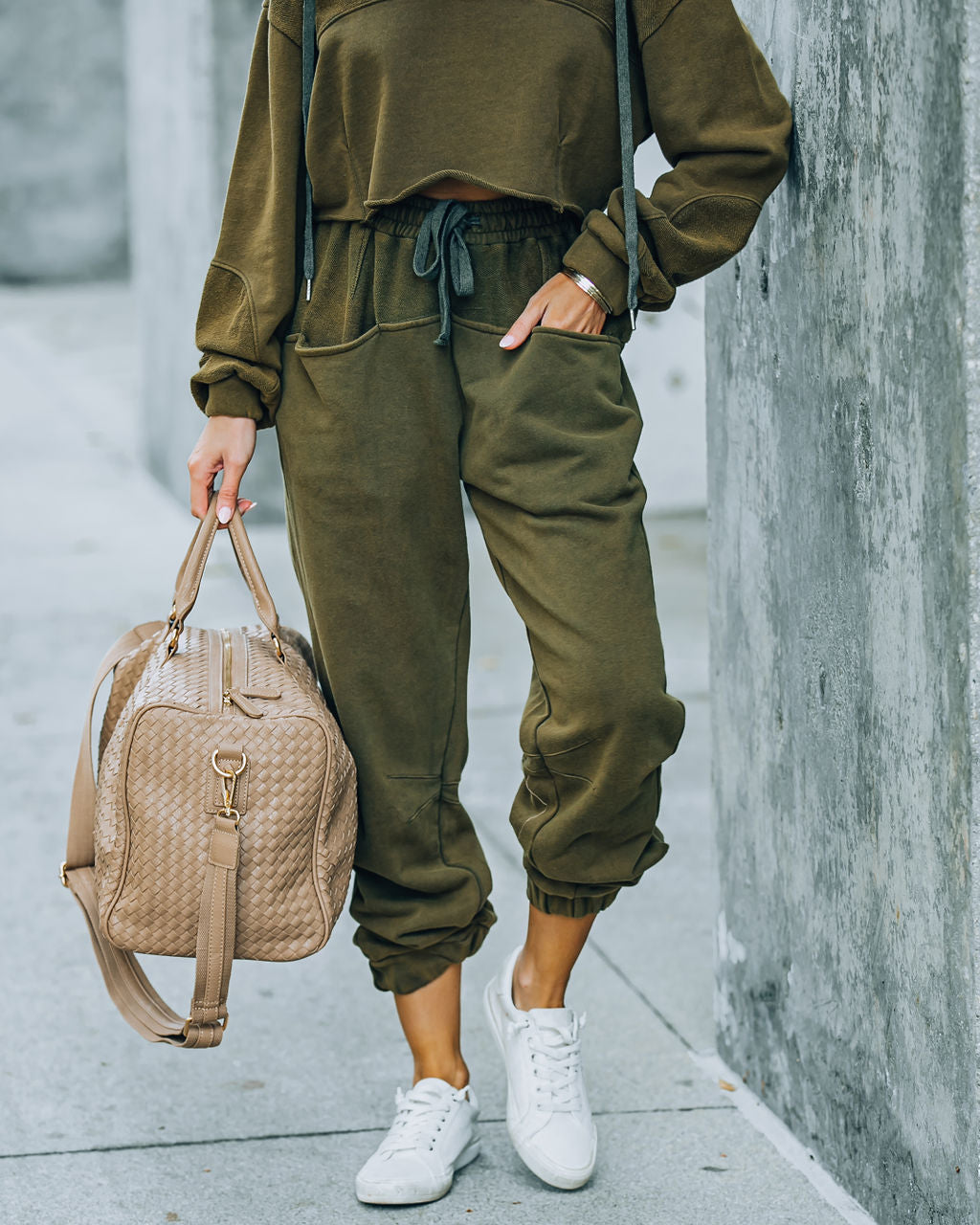 Blanca Cotton Pocketed Joggers - Olive - FINAL SALE InsStreet