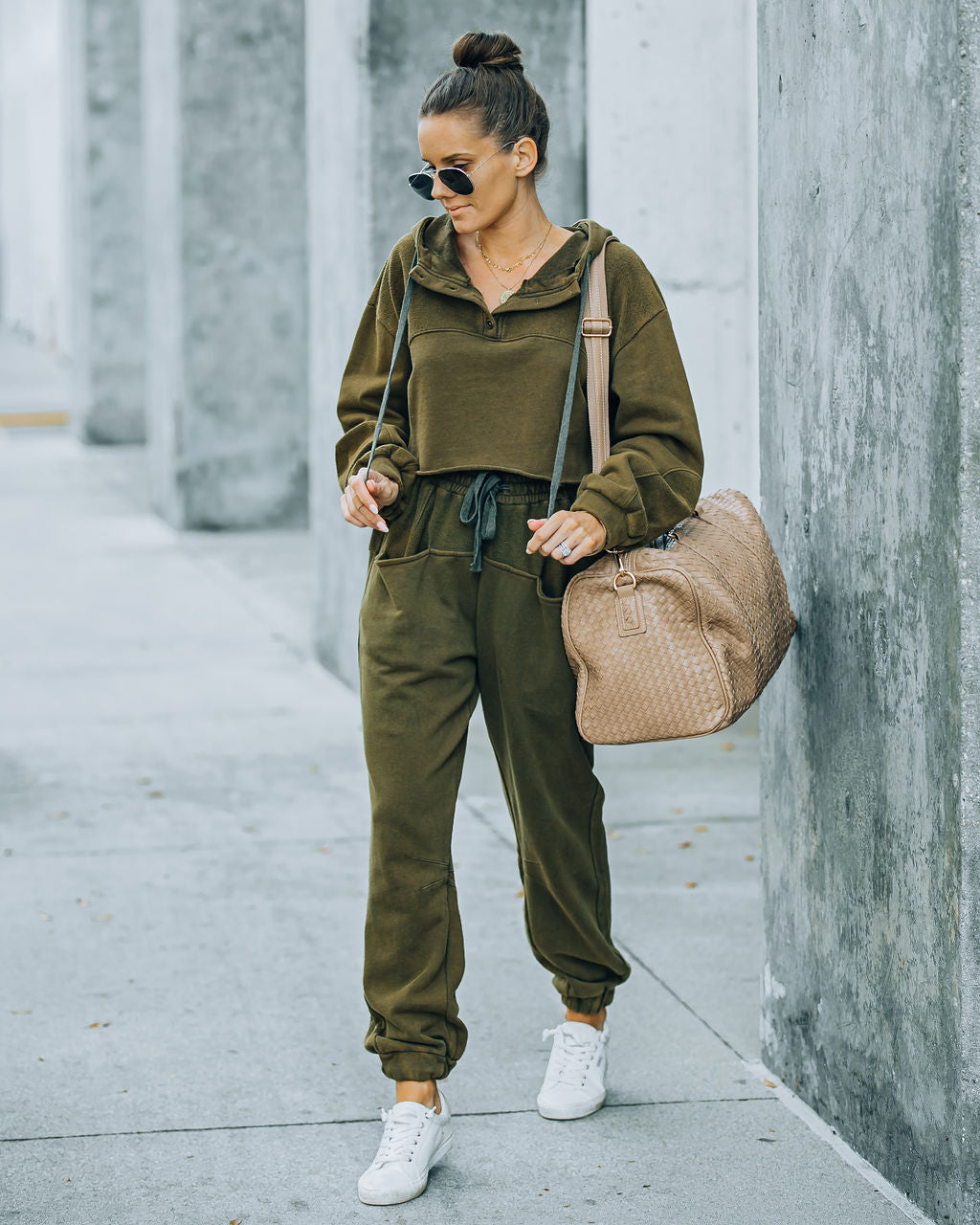 Blanca Cotton Pocketed Joggers - Olive - FINAL SALE InsStreet