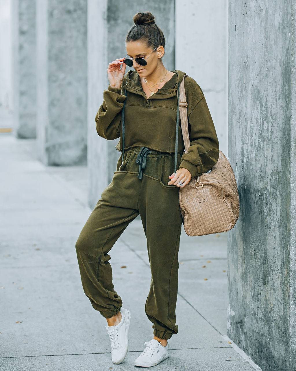 Blanca Cotton Pocketed Joggers - Olive - FINAL SALE InsStreet