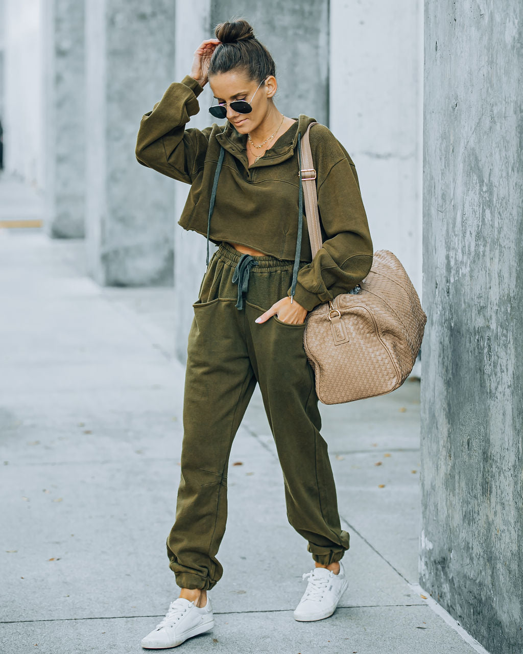 Blanca Cotton Pocketed Joggers - Olive - FINAL SALE InsStreet