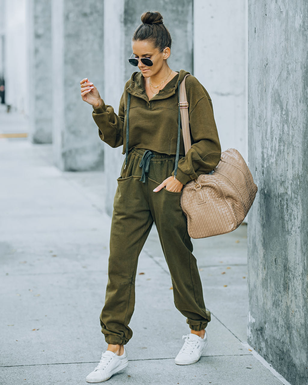 Blanca Cotton Pocketed Joggers - Olive - FINAL SALE InsStreet