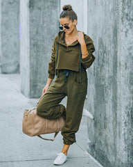 Blanca Cotton Pocketed Joggers - Olive - FINAL SALE InsStreet