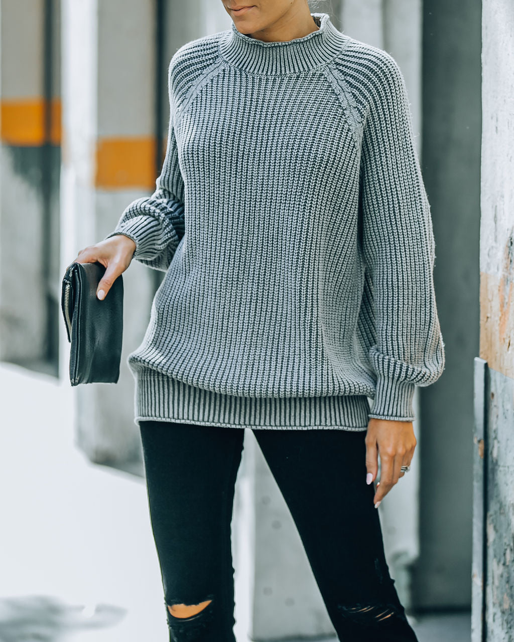 Bellanie Cotton Blend Knit Sweater - Charcoal - FINAL SALE InsStreet